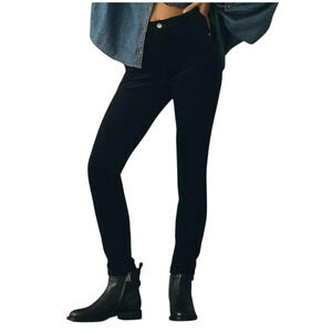 Pilcro High Rise Skinny Corduroy Jeans Navy Blue Y2K Stretch Soft Cabincore 28